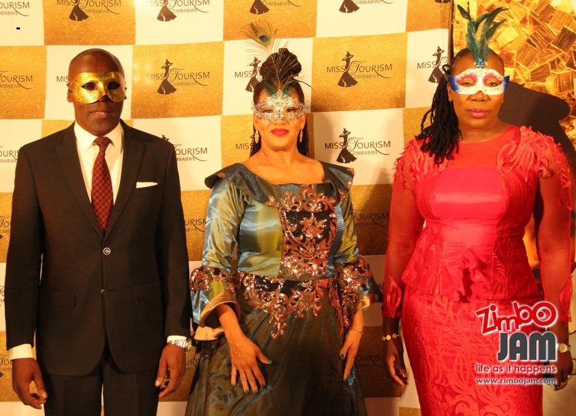 The three musketeers, Miss Tourism Zimbabwe patron, Barbara Mzembi flanked by Tourism minister, Edgar Mbwembwe and his deputy Anastancia Ndlovu.